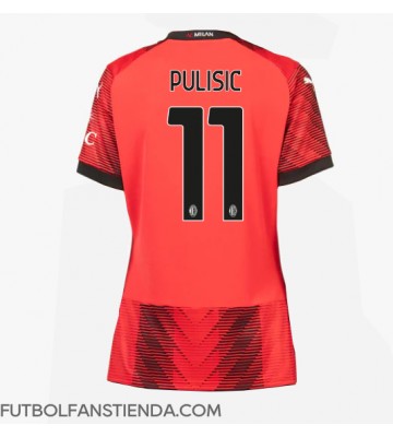 AC Milan Christian Pulisic #11 Primera Equipación Mujer 2023-24 Manga Corta